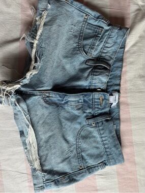 Forever 21 Light Blue Distressed Denim Cutoff Shorts